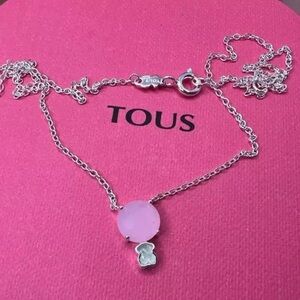 Mini Color necklace in sterling silver with rose quartz and amazonite 45CM